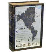 Книга-шкатулка c зеркальной крышкой World map большая