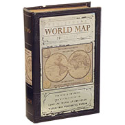 Книга-шкатулка c зеркальной крышкой World map маленькая